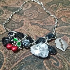 Silver and Black Charm Necklace